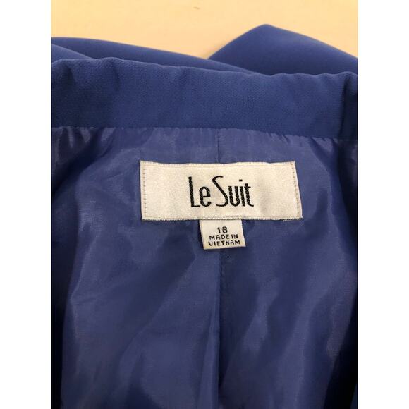Le Suit Women Jacket Plus Size 18 Blue Lapel Notch Collar Long Sleeve Preppy - Picture 11 of 12